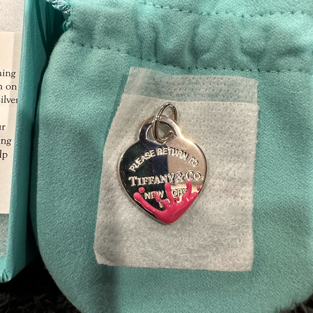 SOLD Authentic Tiffany Medium Hot Pink Splash RTT Heart NEW Discontinued